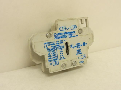 Cutler-Hammer C320KGS1; Aux Contact; 1-NO; 10A; 600VAC; SER. A2