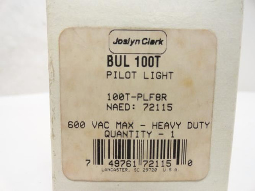 Joslyn Clark 100TPLF8R; Pilot Light BUL 100T; Red; 24VAC