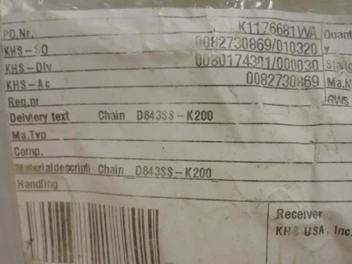 HabaCHAIN D843SS-K200-5'; Flat Chain; 5' Long; 2" Wide