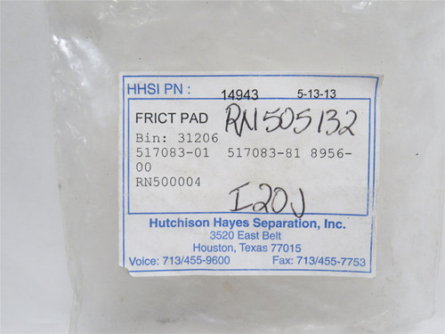 Hutchison 14943; Alfa Laval Friction Pad 8956-00