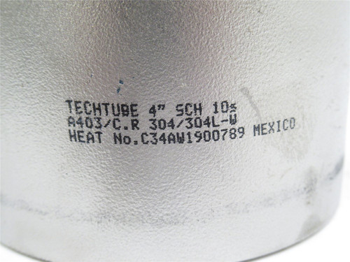 Techtube C34AW1900789; True Cap Tube; SS-304; Size: 4"