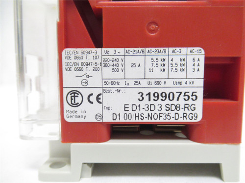 EEG ED1-3D 3 SD8-RG; Emergency Disconnect Switch 25A; 600VAC