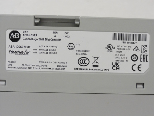 Allen-Bradley 1769-L33ER; Net Controller; 2MB; Series A