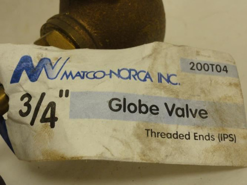 Matco-Norca 200T04; Bronze Globe Valve; 3/4 Fnpt; 125WOG