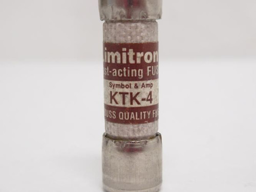 Bussmann KTK-4; Fast Acting Midget Fuse; 4A; 600VAC