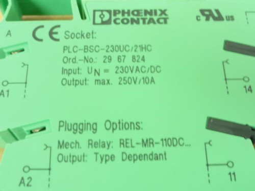 Phoenix Contact PLC-BSC-230UC/21HC; Relay Base; 250V/10A