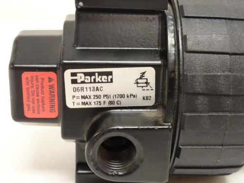 Parker 06R113AC; Air Regulator 1/4NPT; 250PSI; MISSING Knob & gauge