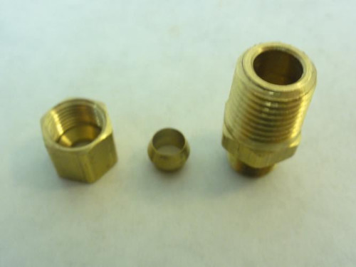 Parker 68C-4-4; Brass Compression Fitting; 1/4" Tube x 1/4" NPT