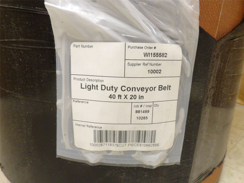 Chemprene 10002; Light Duty Conveyor Belt 20" Wide x 40' Long