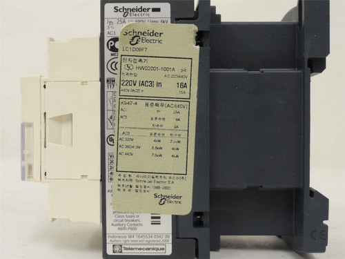 Schneider LC1D09F7; Contactor 9A; 480VAC; 3P; Coil: 110VAC