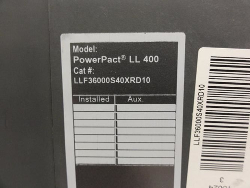 Square D LLF36000S40XRD10; Circuit Breaker; 400A; 3P; 600Vac