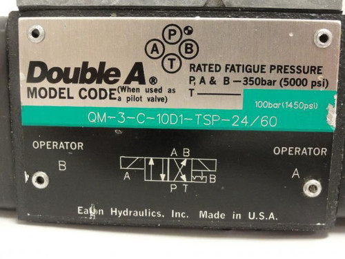 Eaton QM-3-C-10D1-TSP-24/60; Directional Valve 1450PSI; 24Vac