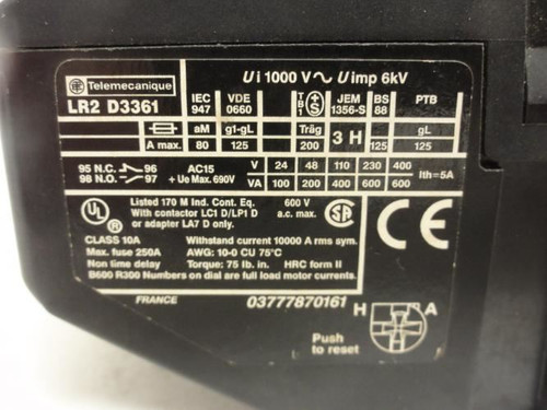 Telemecanique LR2-D3361; Overload Relay; 55-70A; 3P; 600V