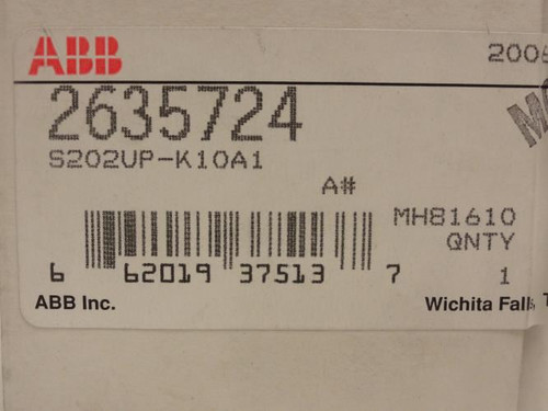 ABB 2635724; Circuit Breaker; 10A; 3P; 277/480V