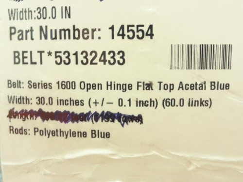 Intralox 14554-7ft; Conveyor Belt; Open Hinge Flat Top; 30"W; 7ft L