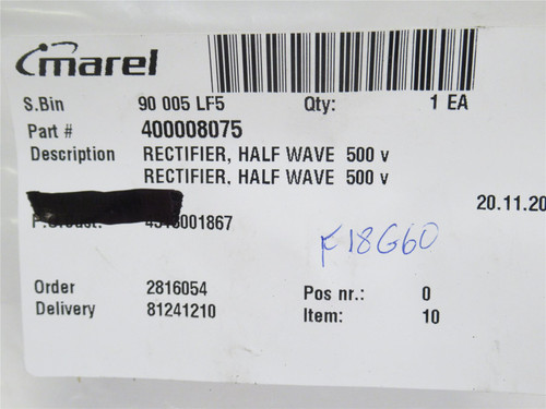 Marel 400008075; Half-Wave Rectifier 8BRG028; 500V Max