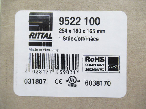 Rittal 9522.1; Wall-Mount Enclosure; 180mm x 254mm x 165mm