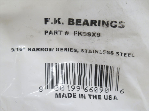 FK Bearing FKSSX9; Spherical Bearing; 9/16"ID x 1-3/32"OD