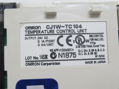 Omron CJ1W-TC104; Temperature Controller; 24VDC; 4-In; 4-Out