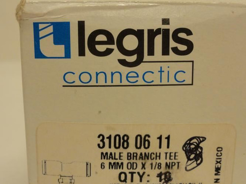Legris 3108-06-11_; Lot-2; Male Branch Tee; 6mm Tube x 1/8 NPT