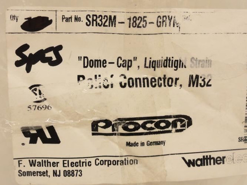 Walther SR32M-1825-GRYN; Strain Relief Connector; Size: M32