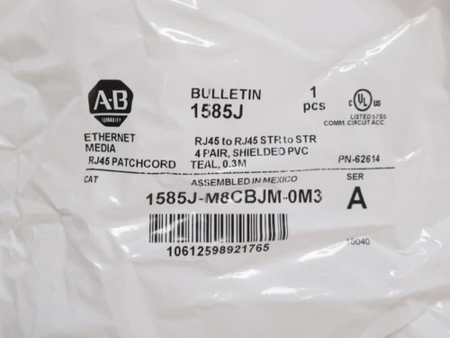 Allen-Bradley 1585J-M8CBJM-0M3 ; Ethernet Media RJ45 Patch Cord