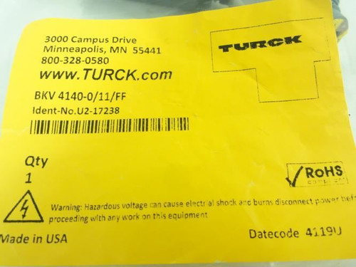 Turck BKV 4140-0/11/FF; Field Wireable Connector; 4-Pin Female
