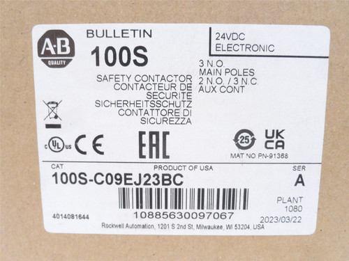 Allen-Bradley 100S-C09EJ23BC; Contactor 9A 690VAC; Coil 24VDC