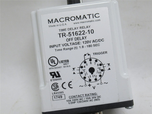 Allen-Bradley TR-51622-10; Time Delay Relay; 1.8s-180s; 11-Pin