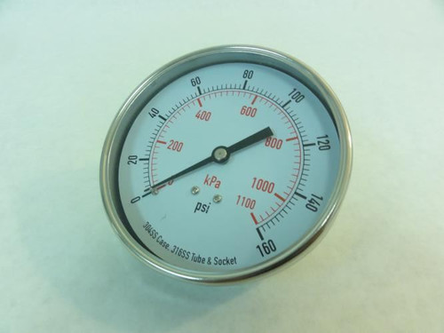Industry-Std 4FMY2; Pressure Gauge; 0-160PSI; 3.5" Size