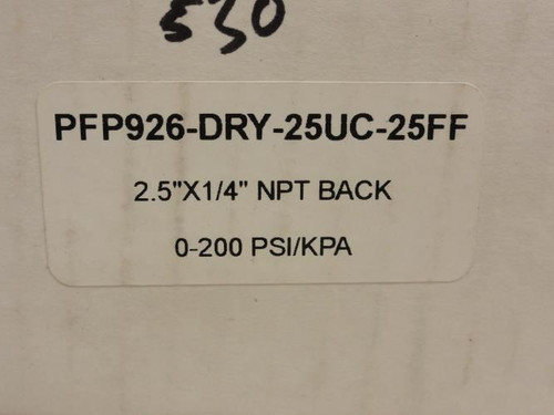 Winters PFP926-DRY-25UC-25FF; Pressure Gauge; SS; 0~200psi