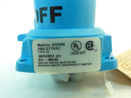 Meltric 63-18045; Inlet/Plug; 20A; 277VAC; 1P+N+G