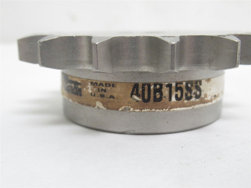 Martin 40B15SS 1/2; SS Sprocket #40; 15T; 1/2" ID; No Keyway