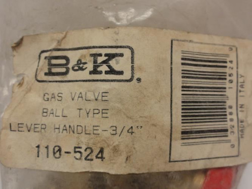 B&K 110-524; Brass Ball Valve; Inline; 3/4FNPT; Gas