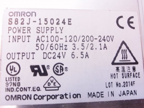 Omron S82J-15024E; Power Supply; Out: 24VDC; 6.5A