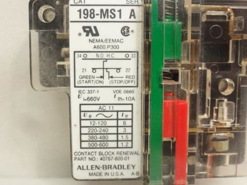 Allen-Bradley 198-MS1A; Push Button; Extended; Red/Stop