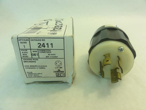 Leviton 2411; Locking Plug; 20A; 125/250V