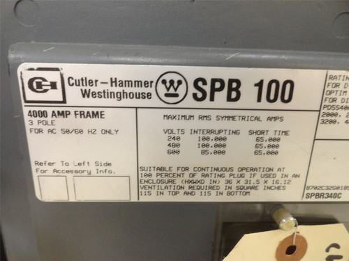 Eaton SPB100; Modular Circuit Breaker SPBR340R; 4000A; 3P; 600VAC