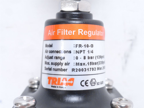 Triac FR-10-G; Air Filter Regulator; 1/4NPT x 1/8NPT; 0-8BAR