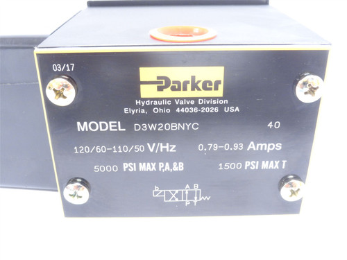 Parker D3W20BNYC; Solenoid Valve; 5000PSI; 110/120VAC