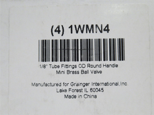 Industry-Std 1WMN4; Box-4 Ball Valve; 1/8" Brass Body