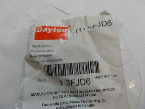 Dayton 3FJD6; Bag-5 Bronze Sleeve Bearing; 18mm ID; 24mm OD