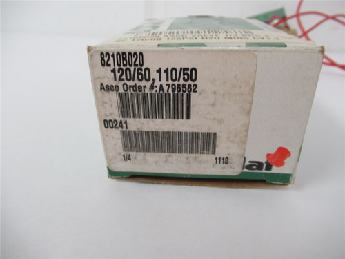 Asco 8210B20; Solenoid Valve 120/60 5-125 PSI 1/4"