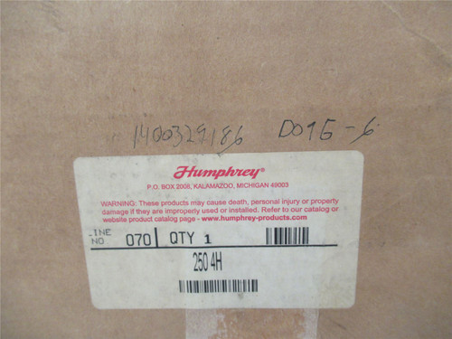 Humphrey 250 4H; Manual Actuated Valve 4-Way 2-Pos 1/4" NPT