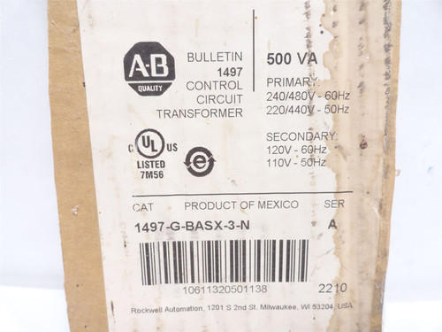 Allen-Bradley 1497-G-BASX-3-N; Transformer 500vA; 240/480VAC