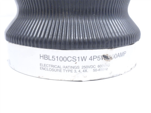 Hubbell HBL5100CS1W; Pin & Sleeve Connector; 100A; 250VAC; 4P
