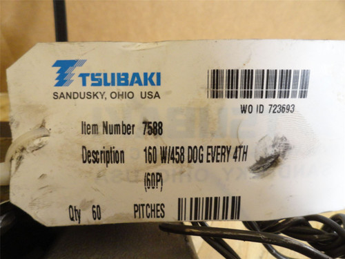 Tsubaki 7588-10ft; Roller Chain #160 W/458 Dog Every 4th Link