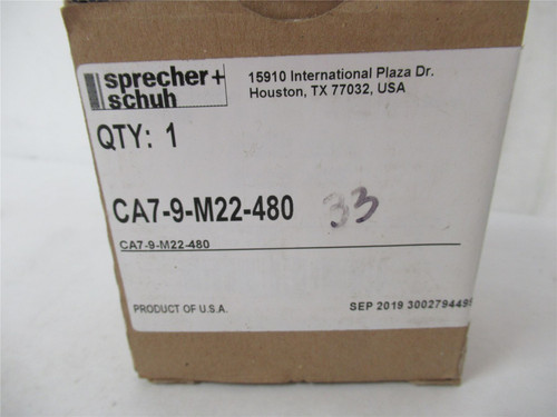 Sprecher and Schuh CA7-9-M22-480; Contactor 9A 480V coil 480V