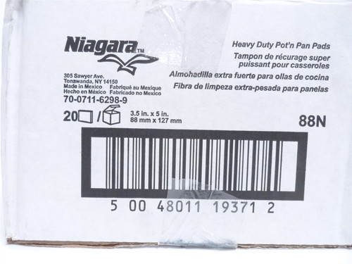 Niagra 88N; Box-20; Blue Heavy Duty Scour Pads; 5" x 3-1/2"