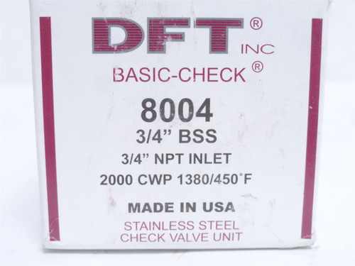 DFT BSS8004X3/4; In-Line Threaded Check Valve; 3/4NPT; 3/4BSA